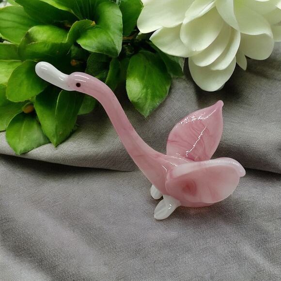 Miniature Art Glass Birds-Set of 4-Murano Style-Swan-Rooster-Duck-Pelican-VTG - Picture 3 of 5